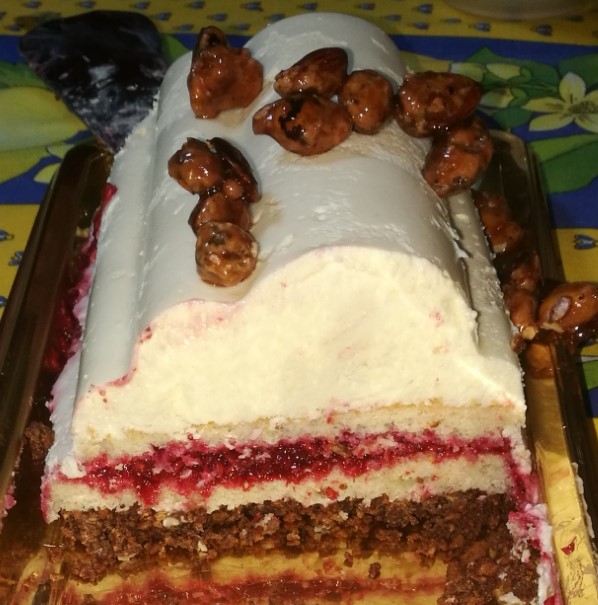 Bûche cheesecake - insert framboise - après